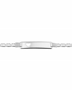 Rikkoert zilveren graveerarmband met valkenoog schakel en gestanst hartje 16 - 18 cm.