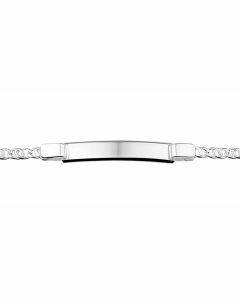 Rikkoert zilveren graveerarmband met valkenoog schakel en gestanst hartje 16 - 18 cm.