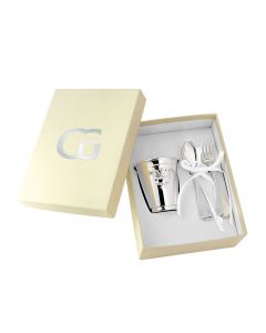 Greggio 2-delig verzilverd kinderbestekje kroon met beker, 9.80.3802