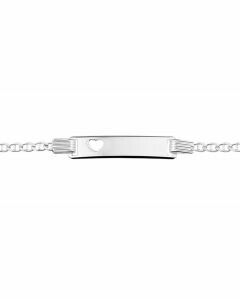 Rikkoert zilveren graveerarmband met valkenoog schakel en gestanst hartje 16 - 18 cm.