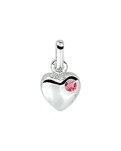 Rikkoert zilveren hanger hart met roze zirkonia