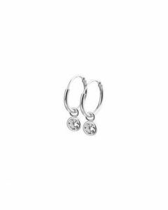 Rikkoert zilveren buiscreolen met zirkonia 12 mm.