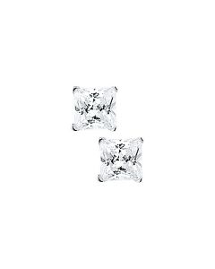 Rikkoert zilveren oorknoppen met zirkonia 4 mm.