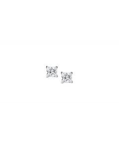 Rikkoert zilveren oorknoppen met zirkonia 5 mm.