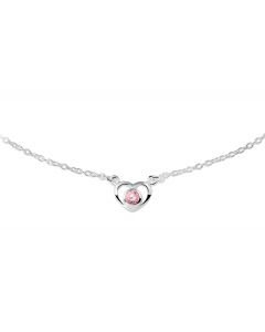 Rikkoert zilveren kinderketting met hartje en roze zirkonia 36 - 38 cm.