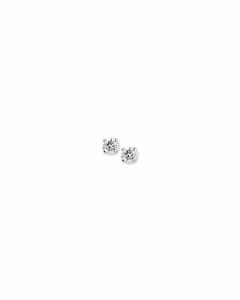 Rikkoert zilveren oorknoppen met zirkonia 4 mm.