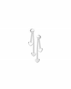 Rikkoert zilveren oorhangers met gourmet schakel en hartjes 28 mm.