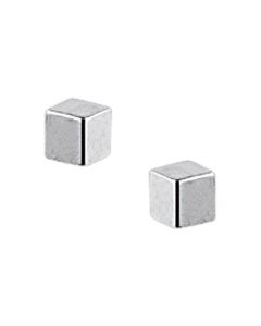 Rikkoert zilveren oorknoppen blokje 3 mm.