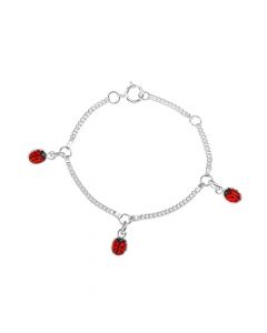 Zilveren gourmet bedelarmband met lieveheersbeestjes 11 - 13 cm.