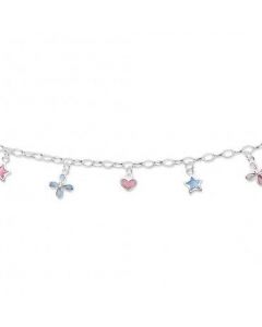 Zilveren kinderketting met bedels van emaille, 102.1559.38