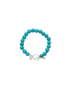 Rikkoert turquoise armbandje met zilveren kapittelstokje 11 cm.