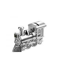 Verzilverde spaarpot locomotief