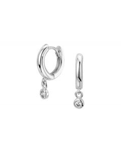 Rikkoert zilveren klapcreolen met zirkonia 10,5 mm.