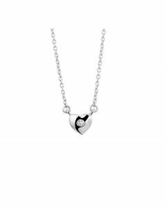 Rikkoert zilveren kinderketting met hartje en zirkonia 36 - 40 cm.