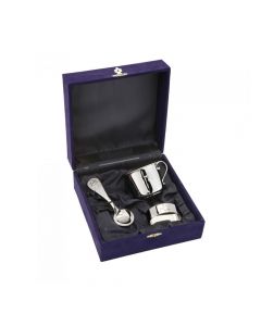 3-delig Zilveren cadeauset met dwarslepel, servetband en kinderbeker met ster, 3529-0.925