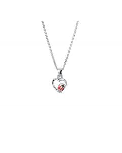Rikkoert zilveren ketting met hanger hart met lieveheersbeestje 36 - 40 cm.