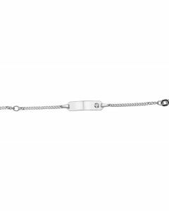 Rikkoert zilveren graveerarmband met gourmet schakel en zirkonia 9 - 11 cm.