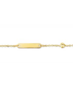 Geelgouden plaatarmbandje anker met hartje 11 - 13 cm.