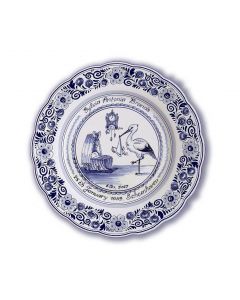 Delfts blauw handgeschilderd geboortebordje, 281