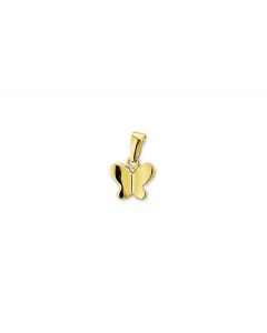 Geelgouden hanger vlinder 9,5 x 9 mm.