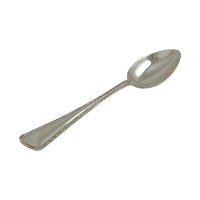 Zilveren kinderlepel 16 cm. Parelrand