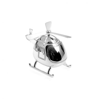 Verzilverde spaarpot helikopter