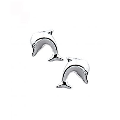 Zilveren oorknoppen dolfijn