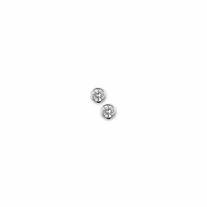 Rikkoert zilveren oorknoppen met zirkonia 4 mm.