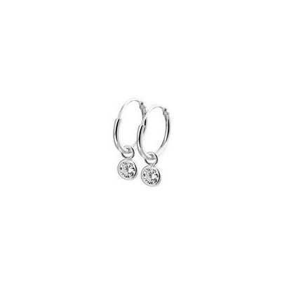 Rikkoert zilveren buiscreolen met zirkonia 12 mm.