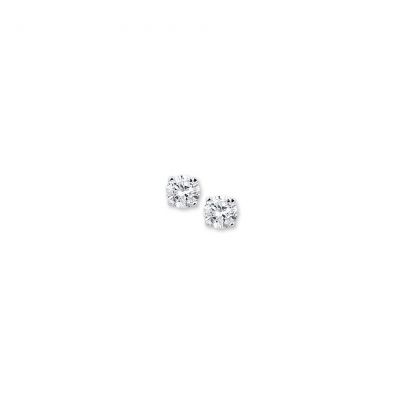 Rikkoert zilveren oorknoppen met zirkonia 5 mm.