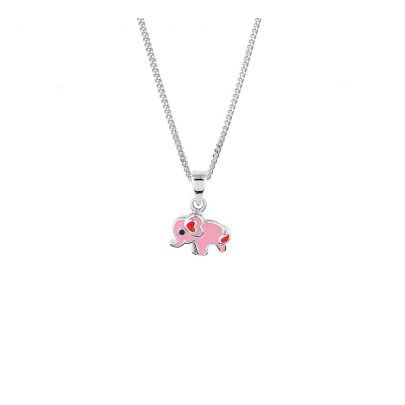 Rikkoert zilveren ketting met hanger emaille olifant 36 - 40 cm.