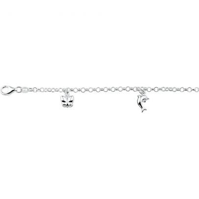 Rikkoert zilveren kinderarmbandje met bedels 15 cm.