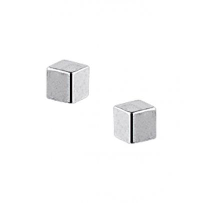 Rikkoert zilveren oorknoppen blokje 3 mm.