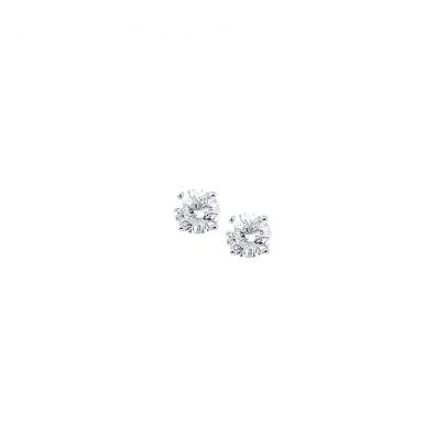 Rikkoert zilveren oorknoppen met zirkonia 6 mm.