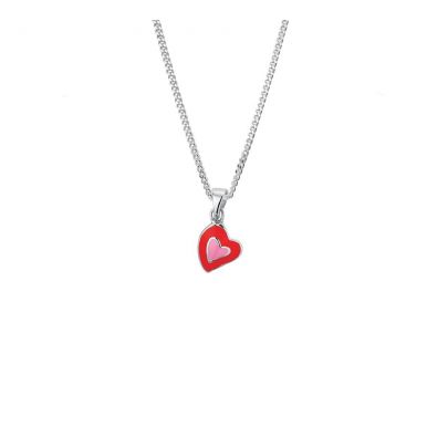 Rikkoert zilveren ketting met hanger emaille hartje 36 - 40 cm.