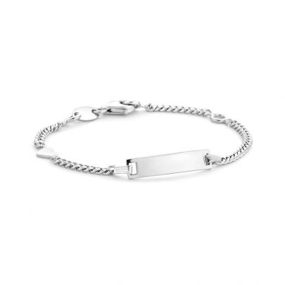 Rikkoert zilveren graveerarmband met gourmet schakel en hartje 9 - 11 cm.