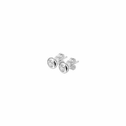 Rikkoert zilveren oorknoppen met zirkonia 4 mm.