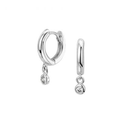 Rikkoert zilveren klapcreolen met zirkonia 10,5 mm.