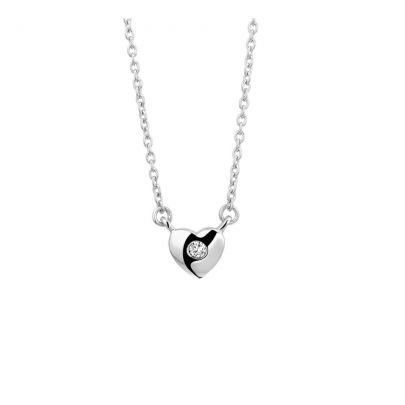 Rikkoert zilveren kinderketting met hartje en zirkonia 36 - 40 cm.