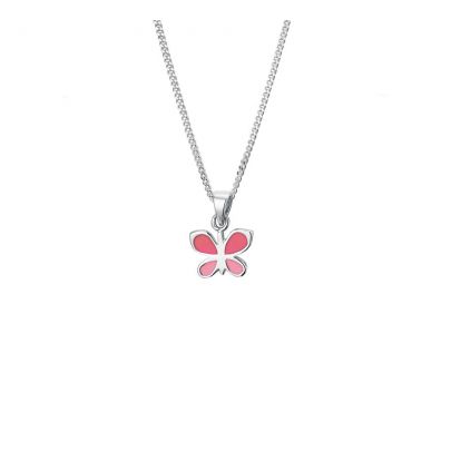 Rikkoert zilveren ketting met hanger emaille vlinder 36 - 40 cm.